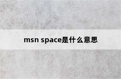 msn space是什么意思